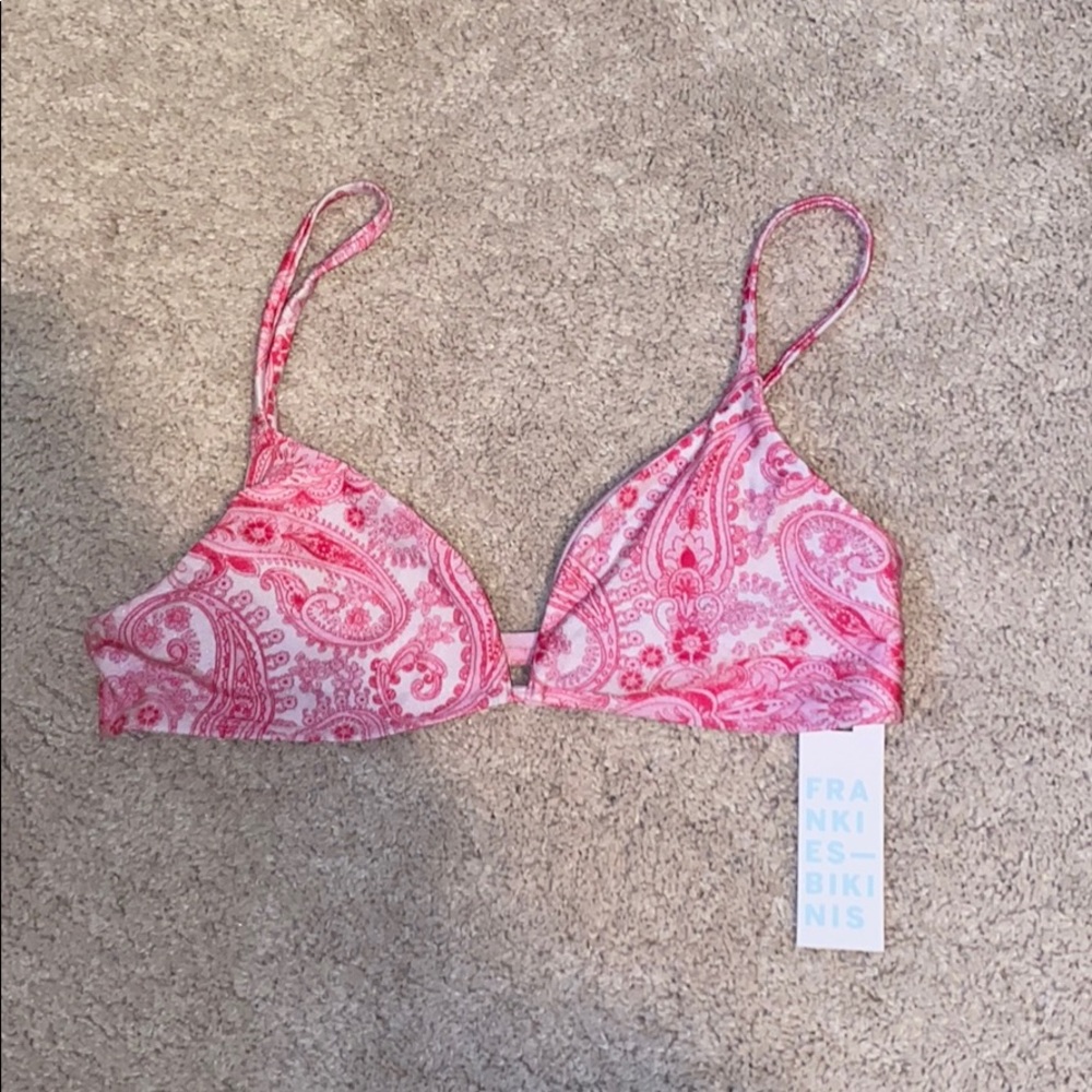 Frankies Bikini Pink Paisley Triangle Top